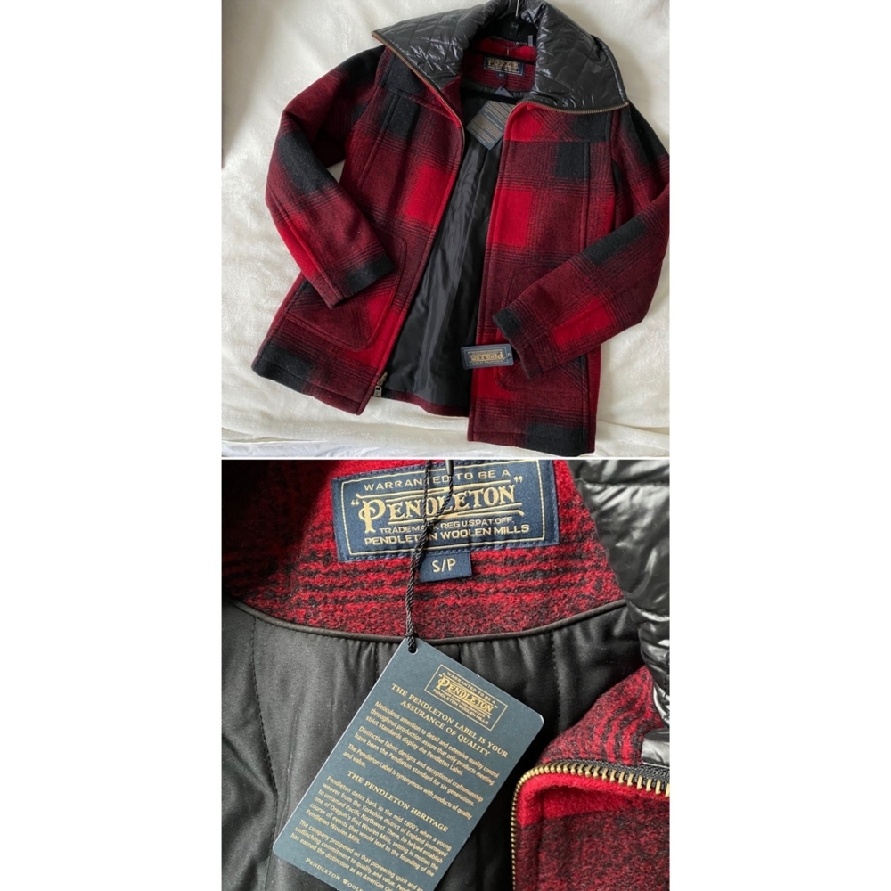 Pendleton Wool Blend Quilted Collard Coat